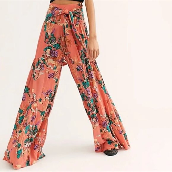 Free People Pants - NWOT Free People Aloha Print Wide-Leg Pants, Sz S